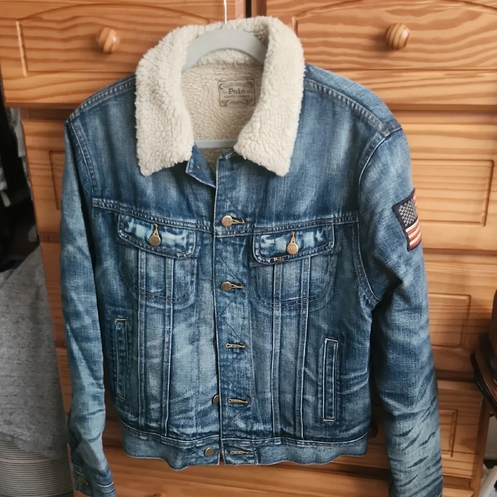 Polo Ralph Lauren Denim Sherpa Lined Trucker Jacket Size Small - Picture 6 of 15
